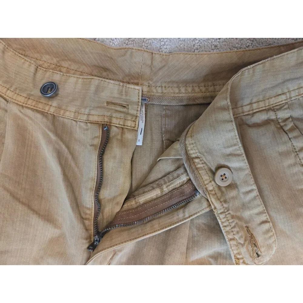 Free People Pants Women Size 8 Camel Light Gold Double Pleated Wide Leg